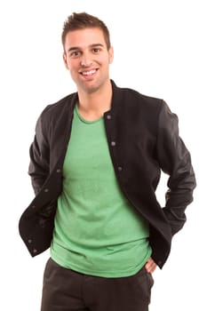 Studio picture of a young and handsome man posing isolated