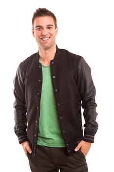 Studio picture of a young and handsome man posing isolated