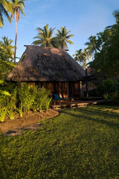 Tourist resort surrounded by palm trees