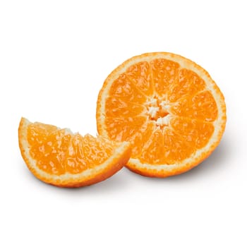 Fresh orange with orange slices isolated on white background. Orange with clipping path.