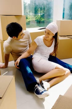 Young couple looking at each other and smiling