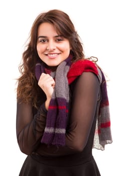 A beautiful young woman dressed with winter clothes