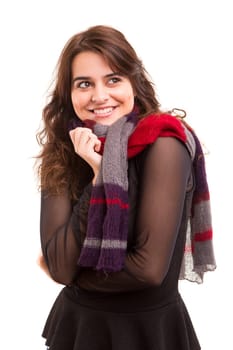A beautiful young woman dressed with winter clothes