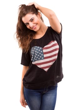 A very beautiful young woman posing isolated