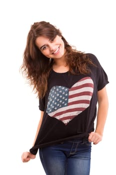 A very beautiful young woman posing isolated
