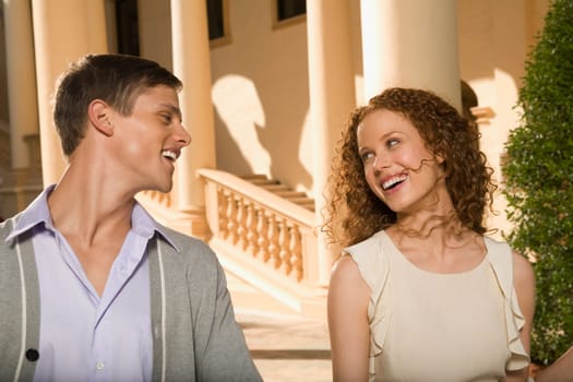 Close_up of a couple smiling, Biltmore Hotel, Coral Gables, Florida, USA