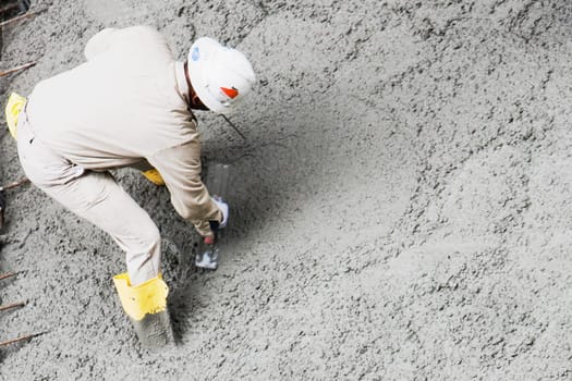 High angle view of a construction worker working at a construction site