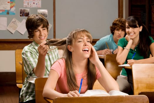 Students sitting in a classroom