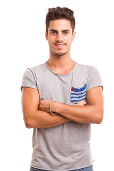 Studio picture of a young and handsome man posing isolated