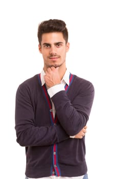 Studio picture of a young and handsome man posing isolated