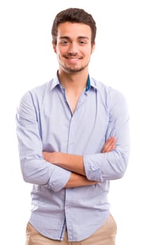 Studio picture of a young and handsome man posing isolated