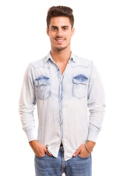 Studio picture of a young and handsome man posing isolated