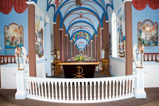 Interiors of a church, Star of the Sea Painted Church, Hawaii, USA