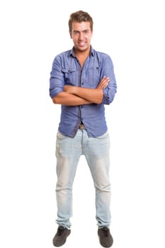 Studio picture of a young and handsome man posing isolated