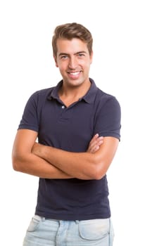 Studio picture of a young and handsome man posing isolated