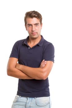 Studio picture of a young and handsome man posing isolated