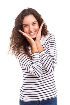 Studio shot of a beautiful young casual woman