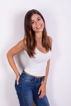 Studio shot of a beautiful young casual woman
