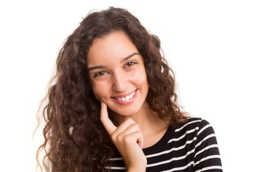Studio shot of a beautiful young casual woman
