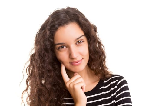 Studio shot of a beautiful young casual woman