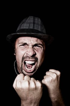 Portrait of a man screaming
