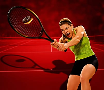 Young woman smashing a tart