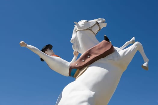 Low angle view of an equestrianŽs statue, Kanab, Utah, USA