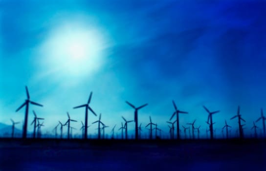 Windmills in a field