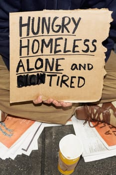Low section view of a person protesting