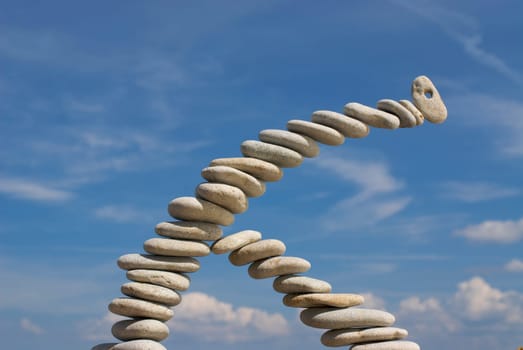 Low angle view of stacks of pebbles