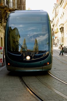 Cable car on tracks, Bordeaux, Aquitaine, France