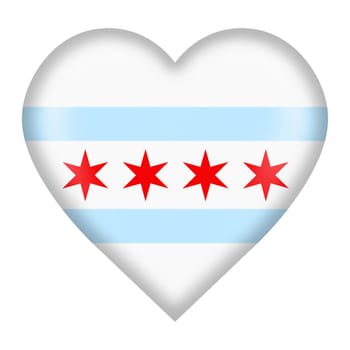 A Chicago flag heart button isolated on white with clipping path