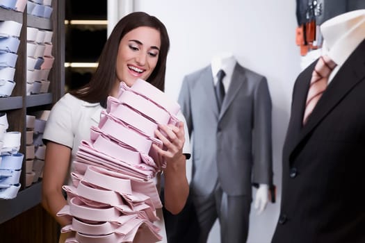 Woman working in a clothing store