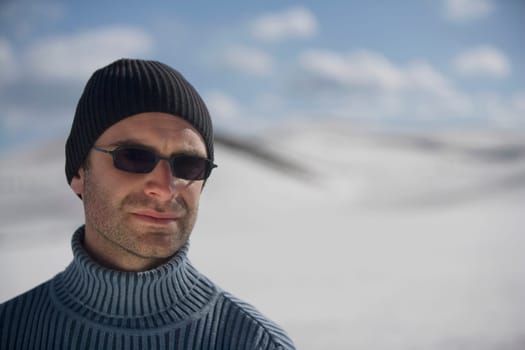 Close_up of a man, Yellowstone Lake, Yellowstone National Park, Wyoming, USA