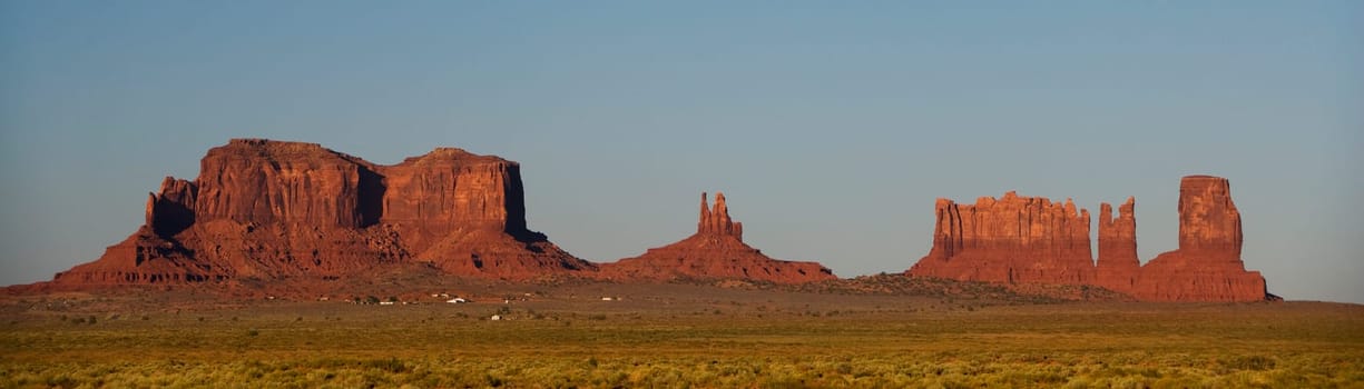 Rock formations on a landscape, Monument Valley Tribal Park, Arizona_Utah, USA
