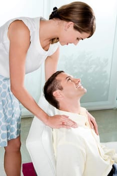 Young couple looking at each other and smiling