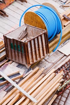 High angle view of construction equipment at a construction site