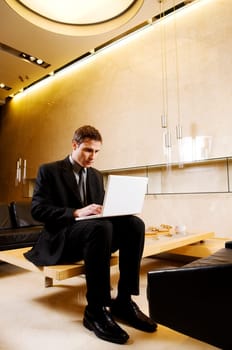 Businessman working on a laptop