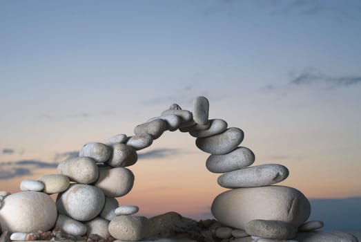Stones arranged in an arch shape