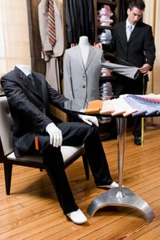 Customer shopping in a clothing store