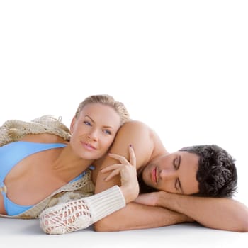 Close_up of a mid adult couple resting