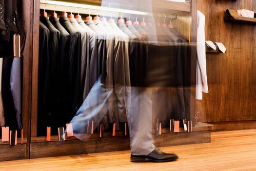 Businessman shopping in a clothing store