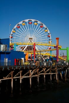 Ferris wheel on a pier, Santa Monica Pier, Santa Monica, Los Angeles County, California, USA