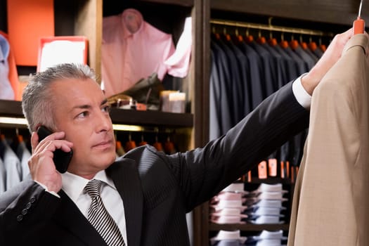 Customer shopping in a clothing store
