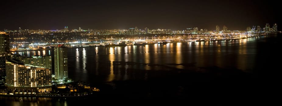 City lit up at night, Miami Beach, Florida, USA