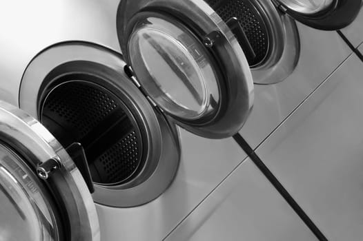 Washing machines in a laundromat