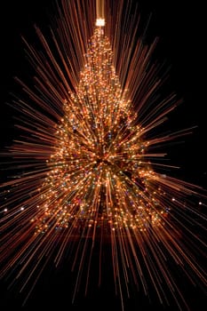 Christmas tree lit up at night