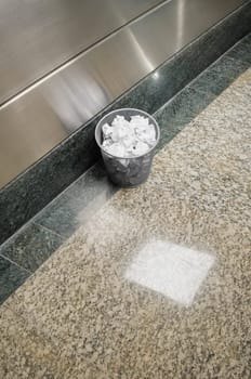 High angle view of a wastepaper basket