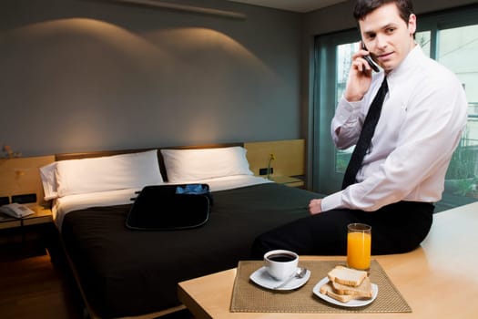 Businessman talking on a mobile phone