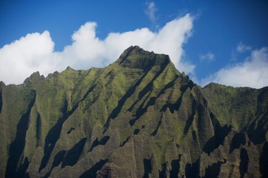 Low angle view of rock formations, Na Pali Coast State Park, Kauai, Hawaii Islands, USA